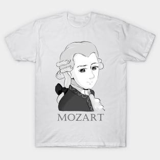 Wolfgang Amadeus Mozart: Cartoon in black and white T-Shirt